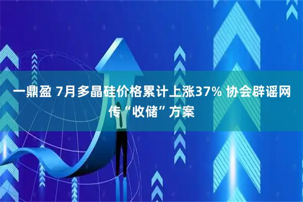 一鼎盈 7月多晶硅价格累计上涨37% 协会辟谣网传“收储”方案